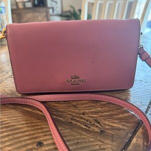 Coach Pink Leather Crossbody Bag with Adjustable Strap